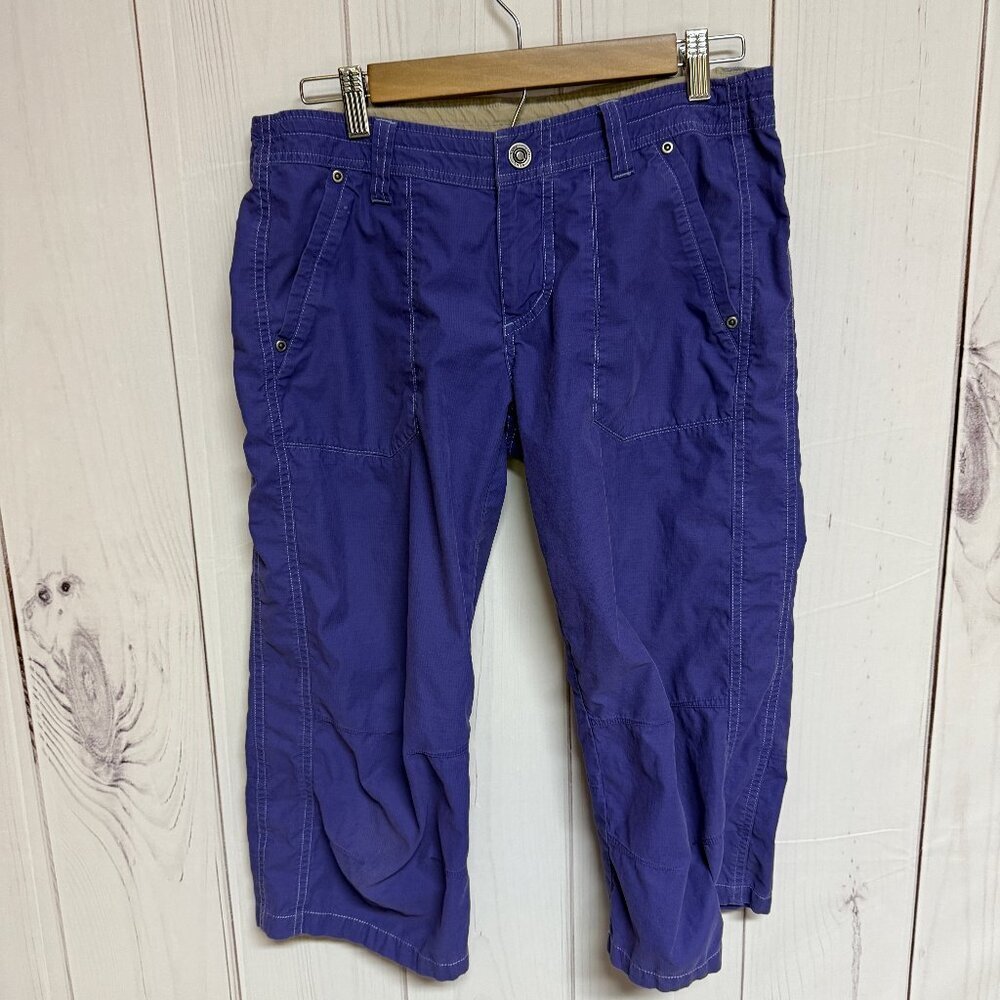 KÜHL Kendra Kapri Pants Women 6 Purple Embroidered‎ Stretch Hiking